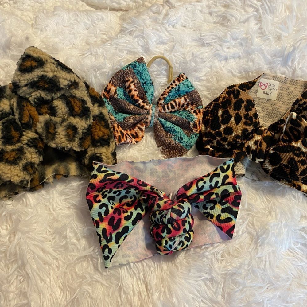 (4) Leopard Variety Baby/Toddler Headbands/Bows